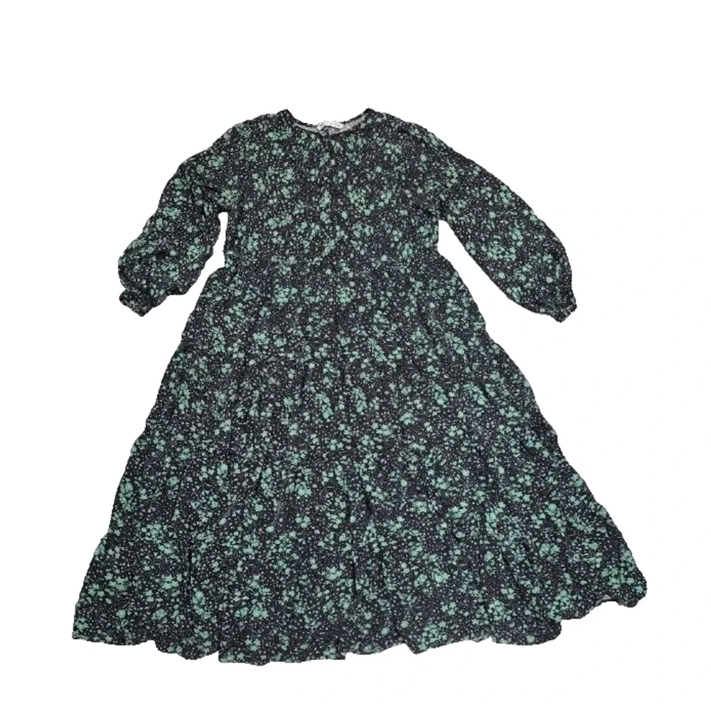 Zara The Angel Prairie Floral Midi Dress boho cottagecore Green Medium A005893 - Picture 2 of 11